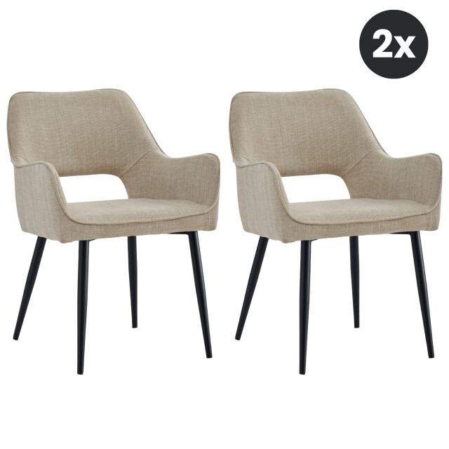 Multifurn 2x eetkamerstoel ray stof beige 3500453 large