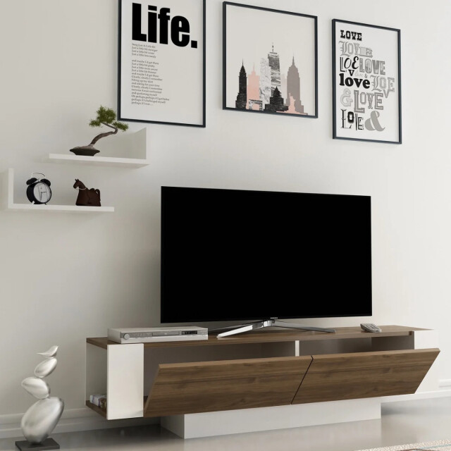 CaliCosy Tv-meubel 2 deuren in walnoot- en witdecor l150 cm matera 3038930 large
