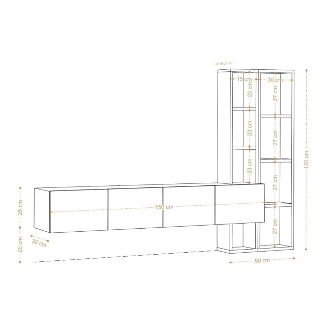 CaliCosy Tv-meubel 4 deuren wit met eikenrek l182 cm pana 3038928 large