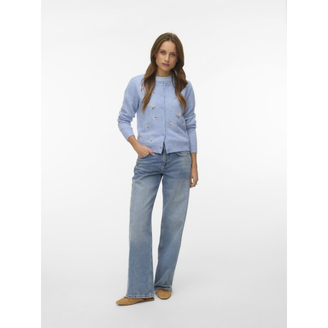 Vero Moda vmfiorella emb ls o-neck short card 10340096 brunnera blue 06741.210.0009 large