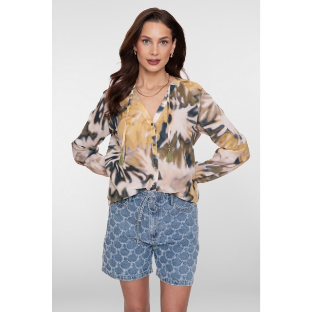 Geisha blouse 63226-20 560 olive/chambr 06615.368.0003 large