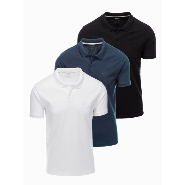 Ombre Italian style heren poloshirts zwart wit 3 stuks OM-0133 large