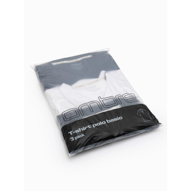 Ombre Italian style heren poloshirts zwart wit 3 stuks OM-0133 large