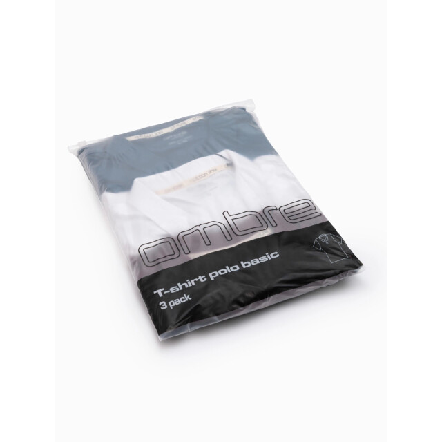 Ombre Italian style heren poloshirts wit bordeaux 3 stuks OM-0133-1-1 large