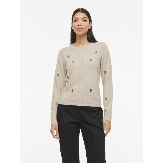 Vila Visebora ls ebmroidery cardigan beige 4249.05.0062 large