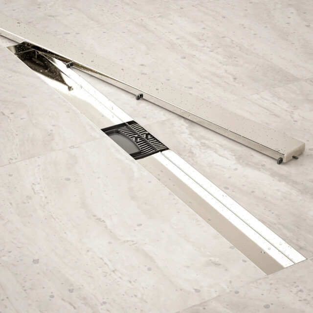 Mirlux Douchegoot 90cm tegelrooster rvs met flens 3503566 large