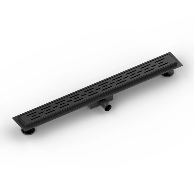 Mirlux Douchegoot 80cm mat zwart standaard rooster- rvs met flens 3503556 large