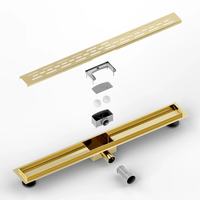 Mirlux Douchegoot 80cm goud standaard rooster rvs met flens 3503557 large