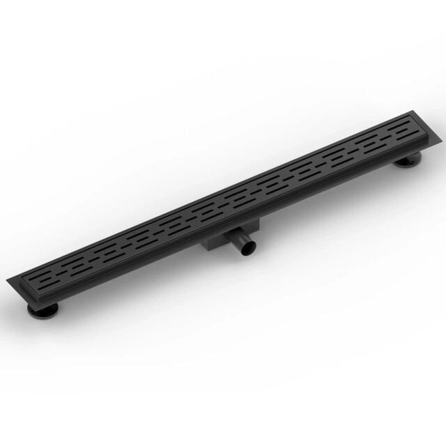 Mirlux Douchegoot 90cm- mat zwart standaard rooster rvs met flens 3503563 large