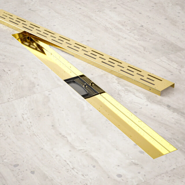 Mirlux Douchegoot 80cm goud standaard rooster rvs met flens 3503557 large