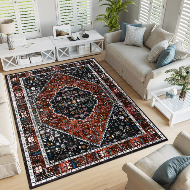 Muratap Picasso paloma vintage vloerkleed terra / oranje laagpolig- 200x200 cm 3437634 large