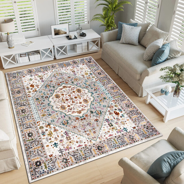 Muratap Picasso bellagio vintage vloerkleed multi / creme laagpolig- 200x200 cm 3437659 large