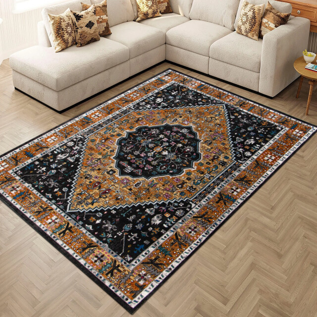 Muratap Picasso paloma vintage vloerkleed multi / geel laagpolig- 200x200 cm 3437622 large