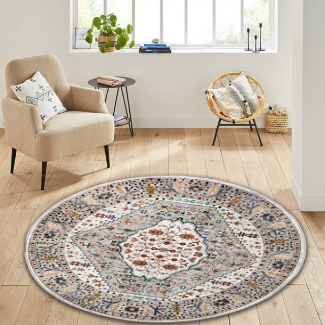 Muratap Picasso bellagio rond vintage vloerkleed multi / creme laagpolig- 300 cm 3437654 large