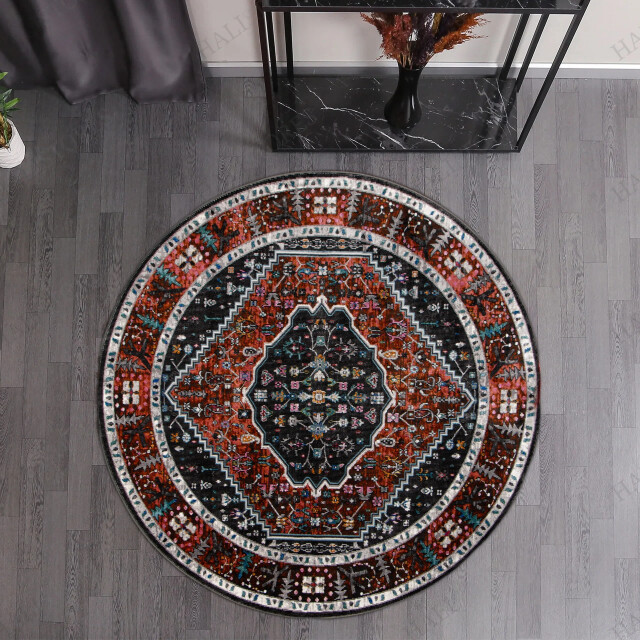Muratap Picasso paloma rond vintage vloerkleed terra / oranje laagpolig- 300 cm rond 3437630 large
