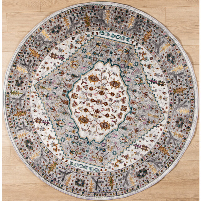 Muratap Picasso bellagio rond vintage vloerkleed multi / creme laagpolig- 300 cm 3437654 large