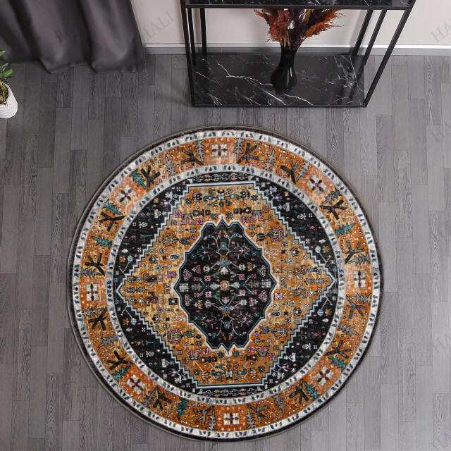 Muratap Picasso paloma rond vintage vloerkleed multi / geel laagpolig- 240 cm rond 3437619 large