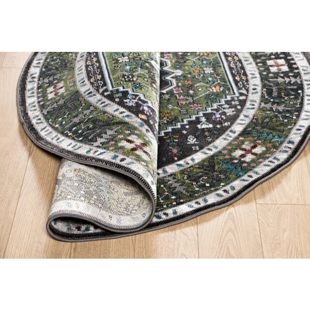 Muratap Picasso paloma rond vintage vloerkleed multi / groen laagpolig- 240 cm rond 3437607 large