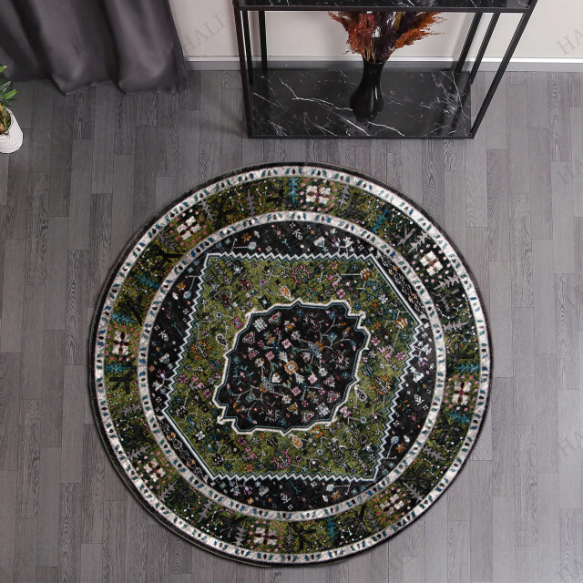 Muratap Picasso paloma rond vintage vloerkleed multi / groen laagpolig- 240 cm rond 3437607 large