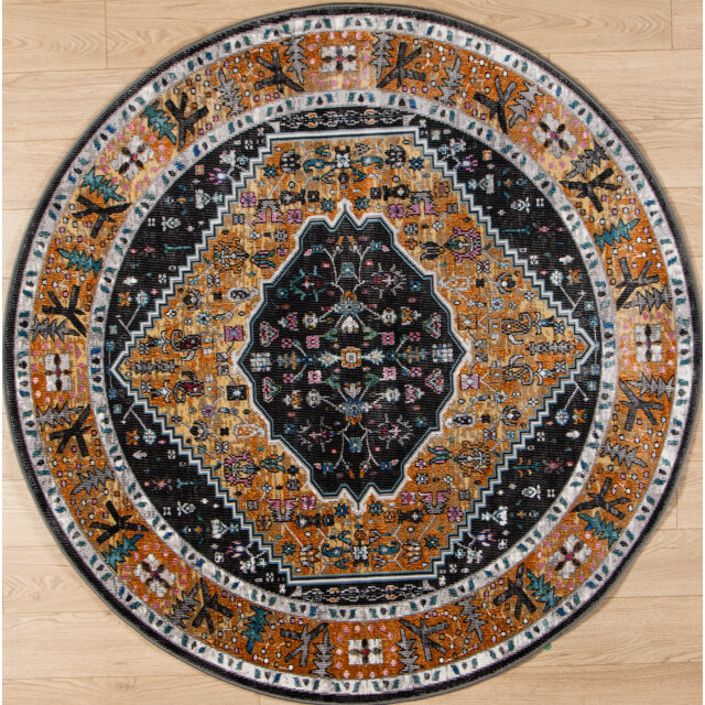 Muratap Picasso paloma rond vintage vloerkleed multi / geel laagpolig- 240 cm rond 3437619 large