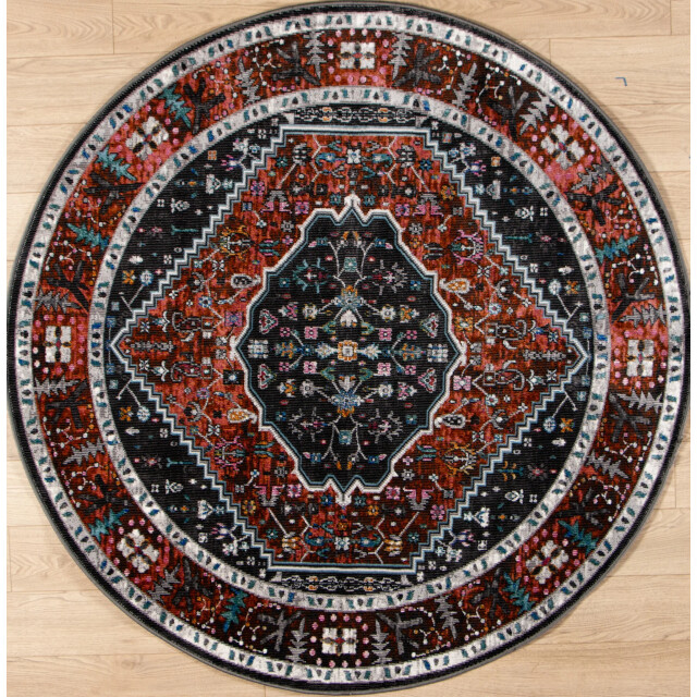 Muratap Picasso paloma rond vintage vloerkleed terra / oranje laagpolig- 300 cm rond 3437630 large