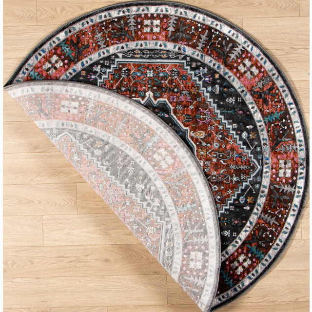 Muratap Picasso paloma rond vintage vloerkleed terra / oranje laagpolig- 300 cm rond 3437630 large