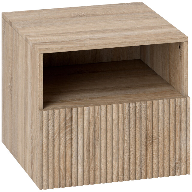 4goodz Nachtkastje hangend greeploos ontwerp met open vak en lade - 3442612 large