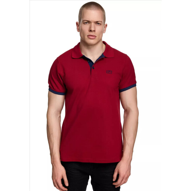 Rusty Neal heren polo bordeaux marine korte mouw knoopsluiting RN3032-1 large