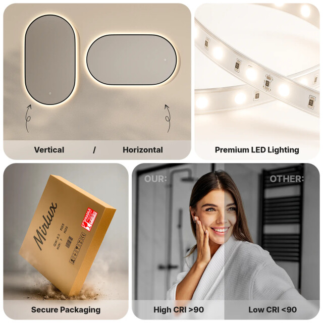 Mirlux Badkamerspiegel 100x50cm ovaal frame 3274079 large