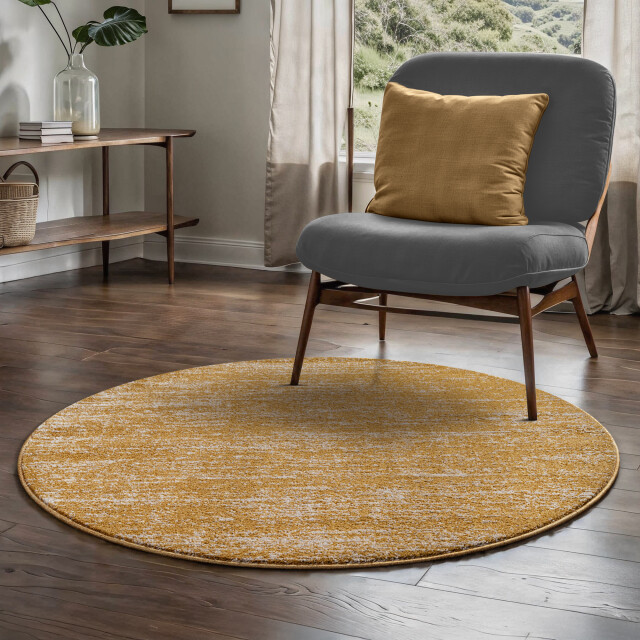 Muratap Relax oslo laagpolig vloerkleed rond modern tapijt geel goud- 200 cm 3504430 large