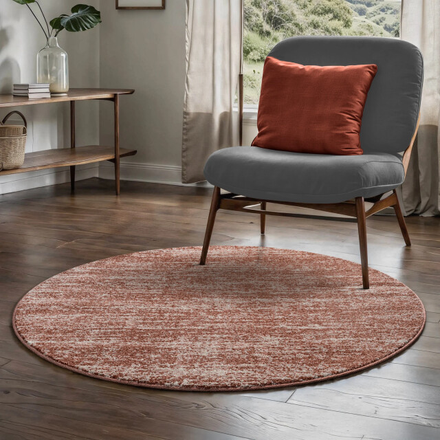 Muratap Relax oslo laagpolig vloerkleed rond modern tapijt terra oranje- 240 cm 3504414 large
