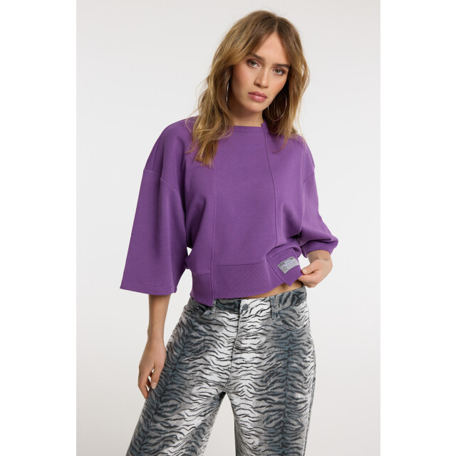 Refined Department R2602722920 ladies knitted cropped shortsleeve sweater romee R2602722920 Romee sweater large