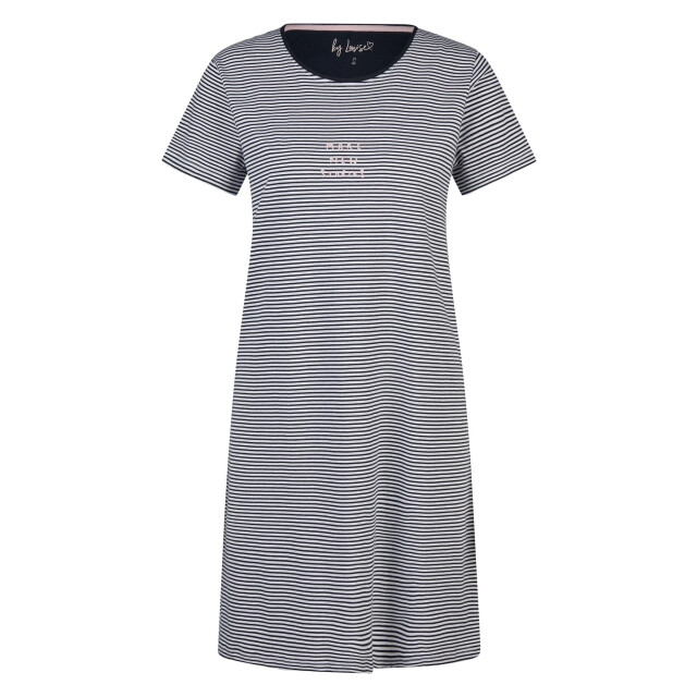 By Louise Dames lang nachthemd korte mouwen donker gestreept BL-6217-02 large