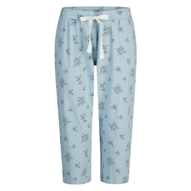 By Louise Dames capri pyjama driekwart broek v-hals wit/blauw gebloemd BL-6234-02 large
