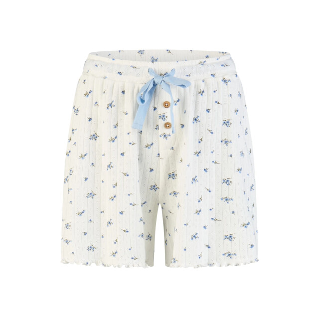 By Louise Dames korte pyjama set shortama lichtblauw/wit gebloemd BL- 6284-02 large