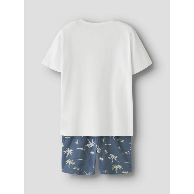 Name It Jongens korte pyjama set shortama nkmnightset wit/blauw palm print 13257124-Bluefin large