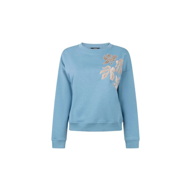 Jansen Amsterdam Maika sw 165 sweat long sleeve satin flowers embroidery 000750 aquamarijn SW 165 large