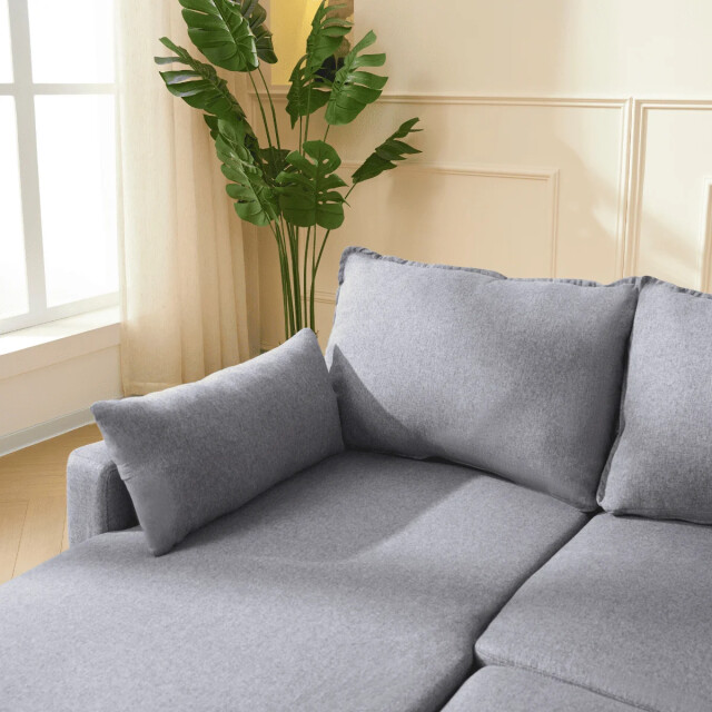 CaliCosy 3-zits slaapbank in stof met chaise longue l219 cm louison 3508814 large