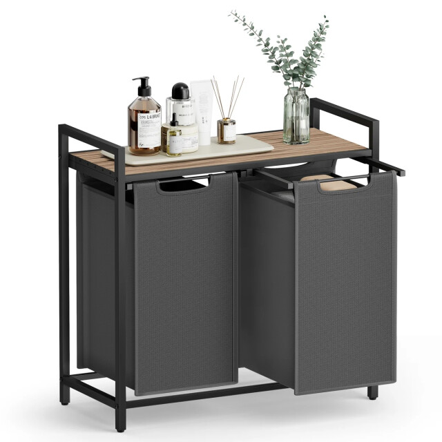 CaliCosy Wasmand met 2 uitschuifbare compartimenten antraciet grijs l72 cm 2929522 large