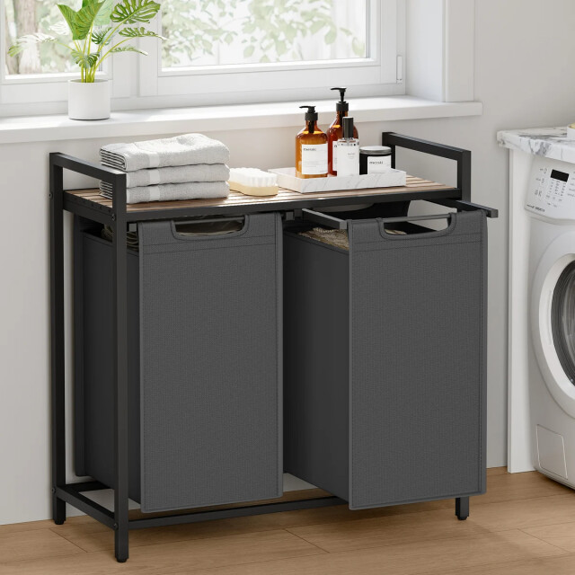 CaliCosy Wasmand met 2 uitschuifbare compartimenten antraciet grijs l72 cm 2929522 large