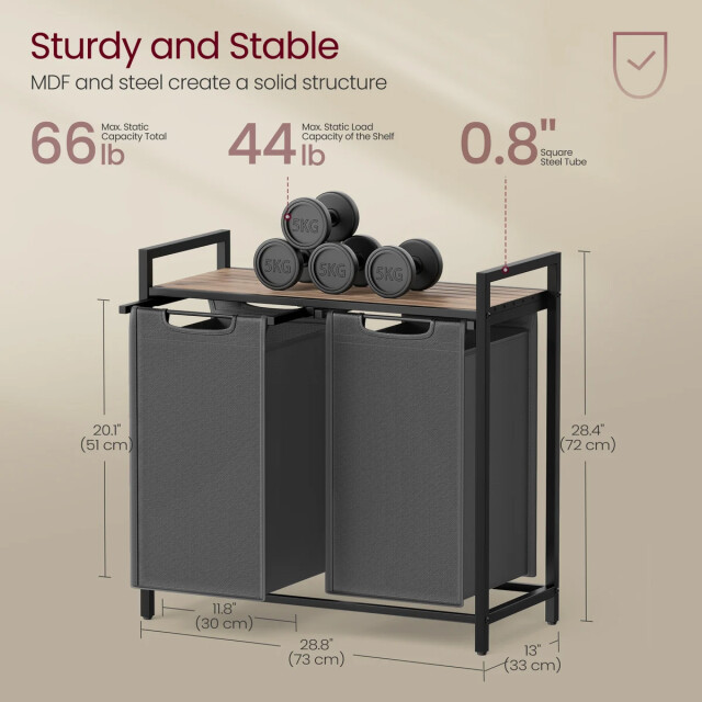 CaliCosy Wasmand met 2 uitschuifbare compartimenten antraciet grijs l72 cm 2929522 large