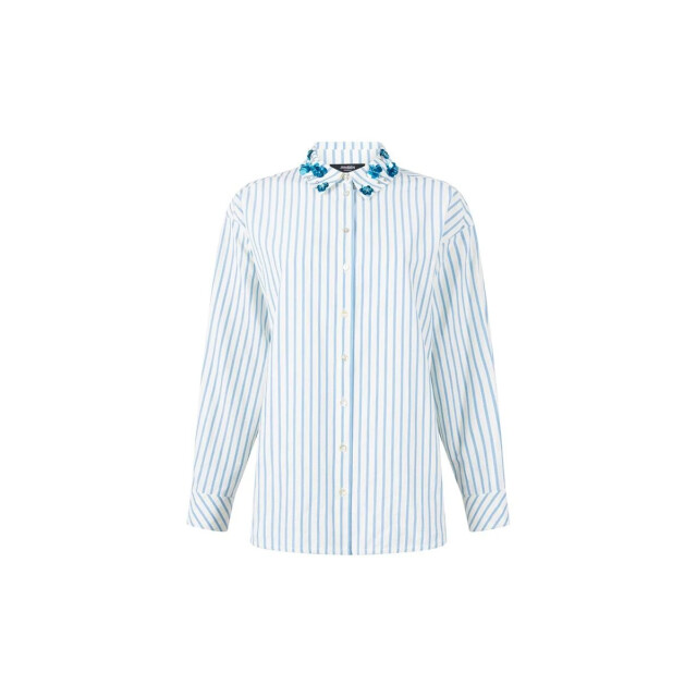 Jansen Amsterdam Micky blouse sa 751 stripe sequins 000750 aquamarijn SA 751 large