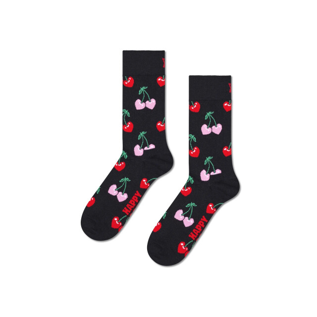 Happy Socks Dames sokken kers hartjes valentijn 2-pack zwart P004648 large