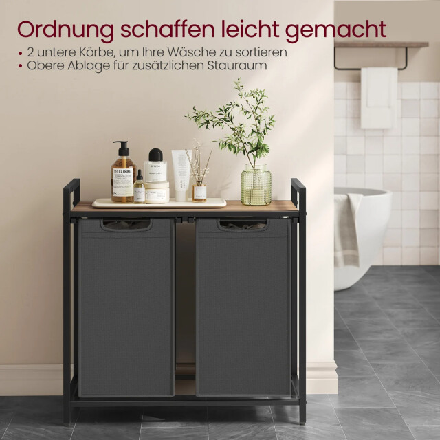 CaliCosy Wasmand met 2 uitschuifbare compartimenten antraciet grijs l72 cm 2929522 large