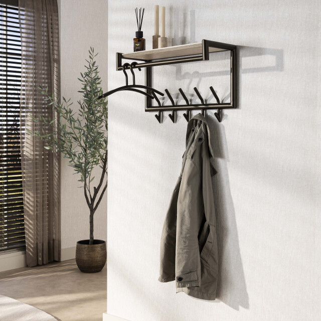 Hoyz kapstok terra 2x5 haken 65cm melamine travertine 3491333 large