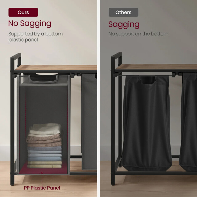 CaliCosy Wasmand met 2 uitschuifbare compartimenten antraciet grijs l72 cm 2929522 large