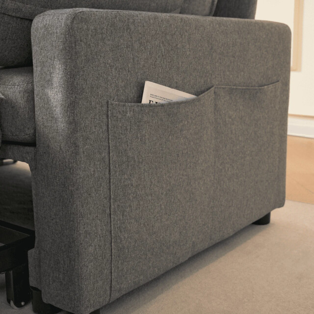 CaliCosy 3-zits slaapbank in stof met chaise longue l219 cm louison 3508814 large