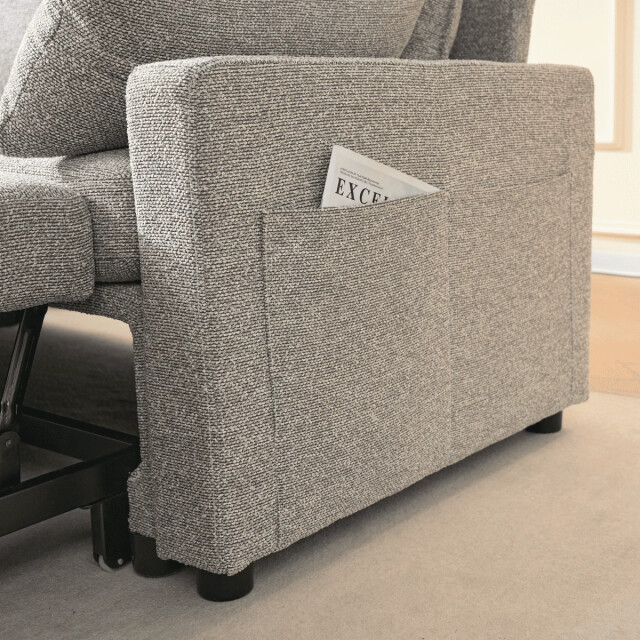 CaliCosy 3-zits slaapbank in stof met chaise longue l219 cm louison 3508816 large