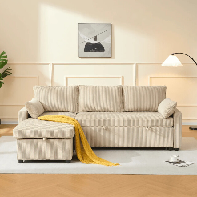 CaliCosy 3-zitsbank met slaapfunctie en chaise longue in corduroy l219 cm louison 3508812 large