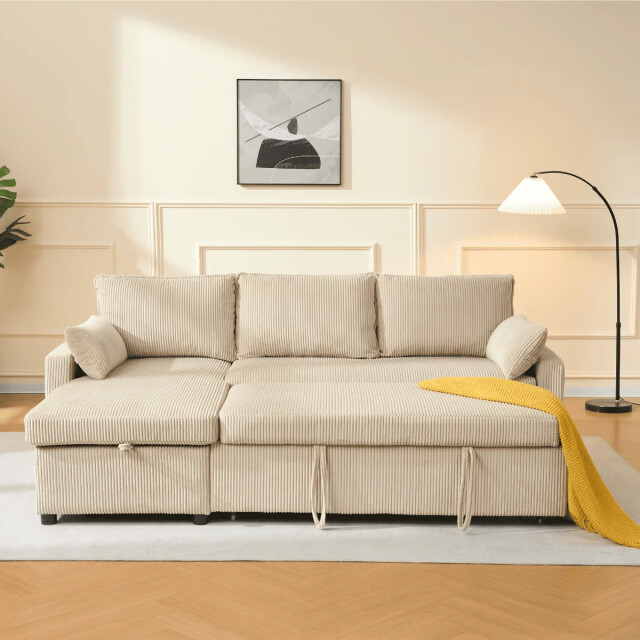 CaliCosy 3-zitsbank met slaapfunctie en chaise longue in corduroy l219 cm louison 3508812 large